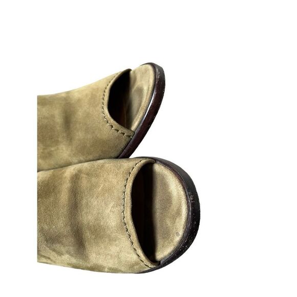 Frye Dani Shield Sling Back Booties Size 7M Green Suede - Picture 9 of 13